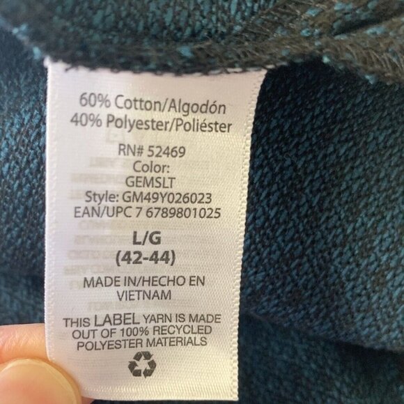 George Mens L 42-44 Jersey Polo Shirt Short Sleeve NWT Black Teal Patterned - Picture 10 of 11